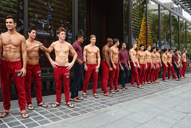 Male models at Abercrombie & Fitch, Singapore