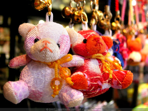 Patchwork bear key chains sold in Kyoto