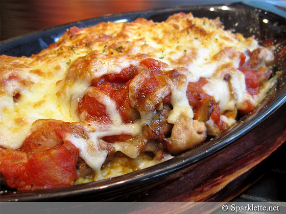 Chicken chop baked rice with tomato sauce