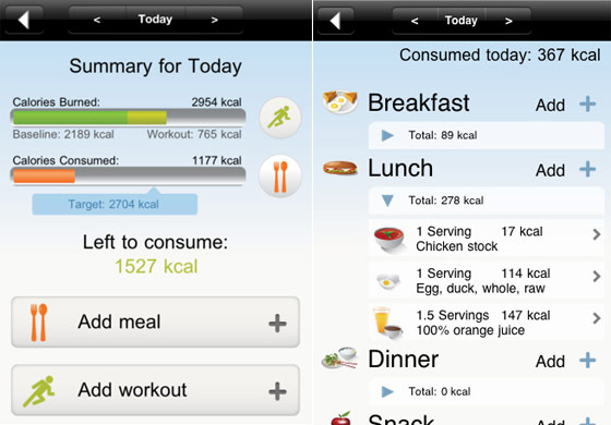 Interactive Diet and Activity Tracker iPhone app