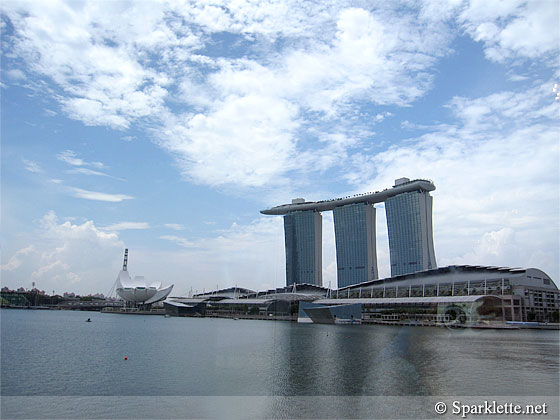 View of Marina Bay Sands casino resort from Kinki Restaurant + Bar at Customs House, Singapore
