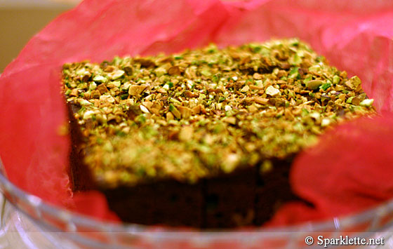 Chocolate cake with roasted pistachio